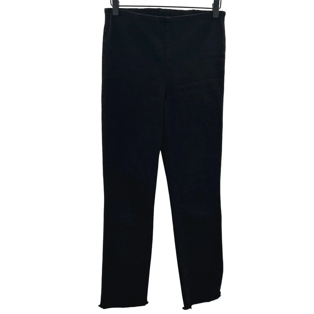 Frank & Eileen Derry Illusion Pull-On Jean Straight Leg Raw Hem Black Denim 28